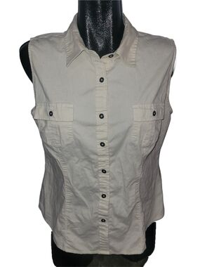 Sonoma Sleeveless Button-Front Women's Shirt In Cream Size L